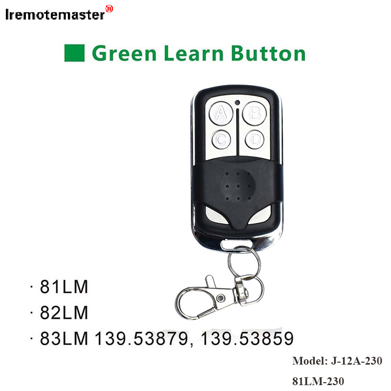 Para 81LM 82LM 83LM Verde Botão de Aprendizagem Transmissor Remoto de Porta de Porta de 390 MHz