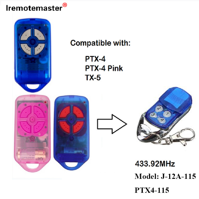 Para PTX4 433,92 MHz Rolling Code da porta da garagem controle remoto